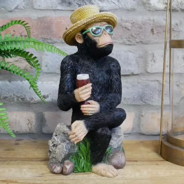 Home Decor Ornament Summer Holiday Monkey Resin Beer Drinking Sunglasses Chimp