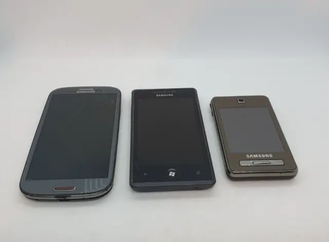 Samsung Galaxy S3 + Samsung Omnia 7 +  Samsung SGH-F480 *FOR PARTS OR REPAIR*