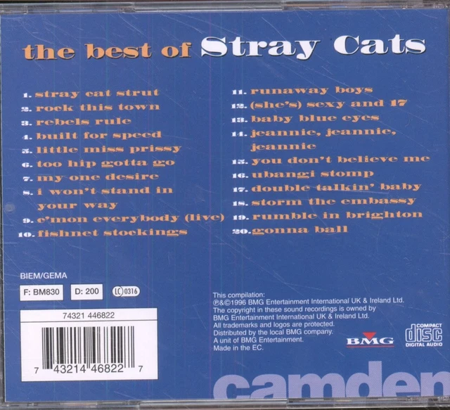 STRAY CATS BEST Of CD 20 Pistes Pressage Disctronics Europe BMG EUR 3 STRAY CATS BEST Of CD 20 Pistes Pressage Disctronics Europe BMG EUR 3
