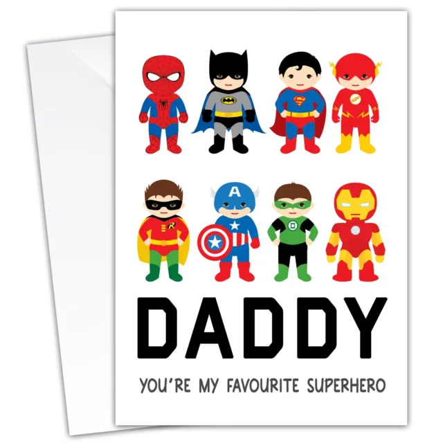 Biglietto divertente festa del papà papà sei il mio supereroe preferito da figlio figlia