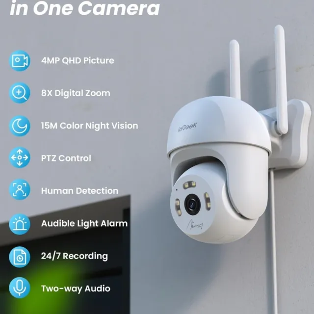 ieGeek Outdoor 4MP Wireless WiFi Security Camera 360° Auto Tracking CCTV System
