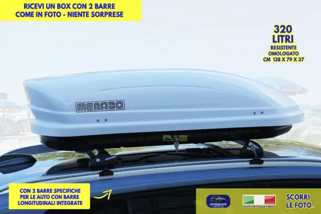 Box Baule Tetto Auto per  Stelvio Barre portatutto portapacchi bianco litr