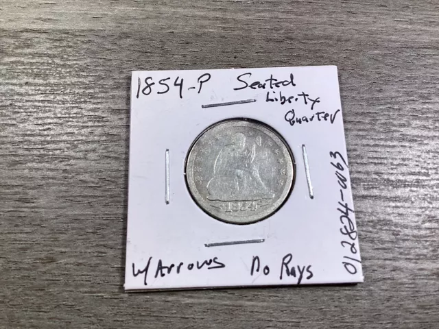 1854 P Seated Liberty Silver Quarter-w/Arrows No Rays-012824-0063 3