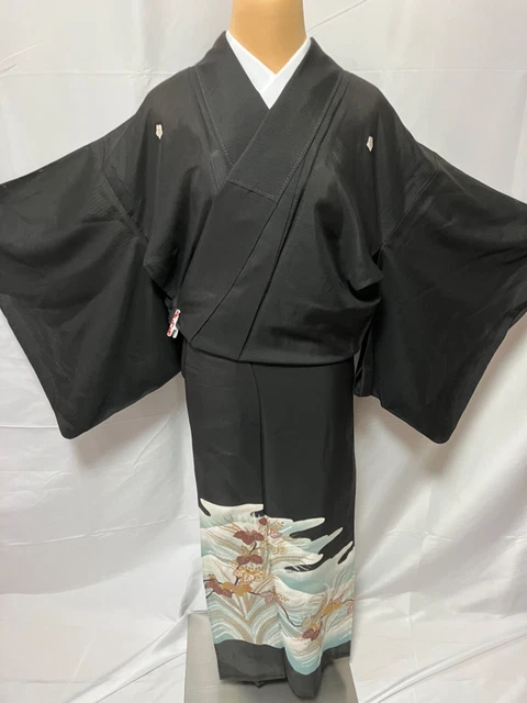 A006/Japanese Vintage Kimono Tomesode /see-through material/Height 153cm