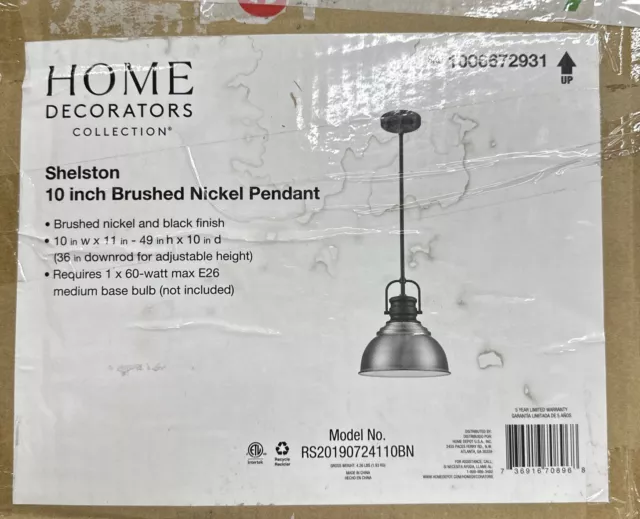 Home Decorators Collection Shelston 10 in. 1-Light Brushed Nickel and Black Farm