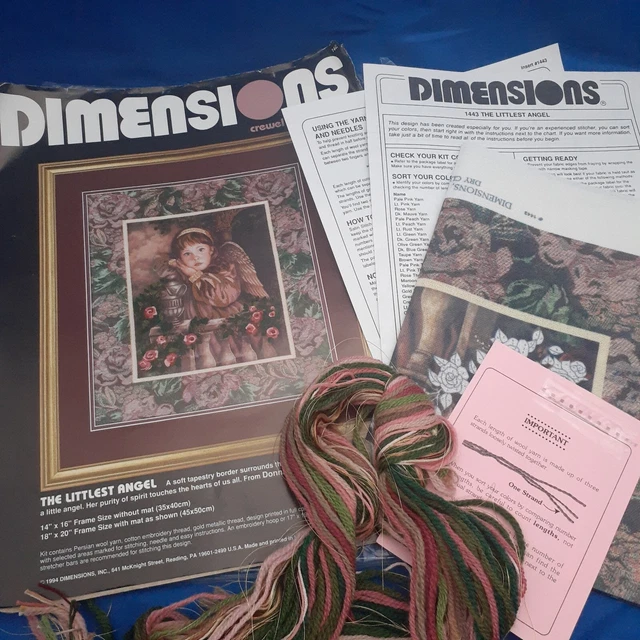 CREWEL KIT DIMENSIONS The Littlest Angel Embroidery 1443 1994