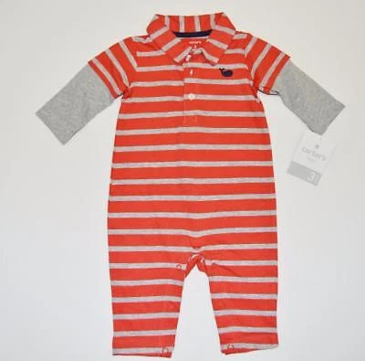NEW Infant Baby Boys 3m Carter's 1pc Romper Polo Style with Collar and Whale