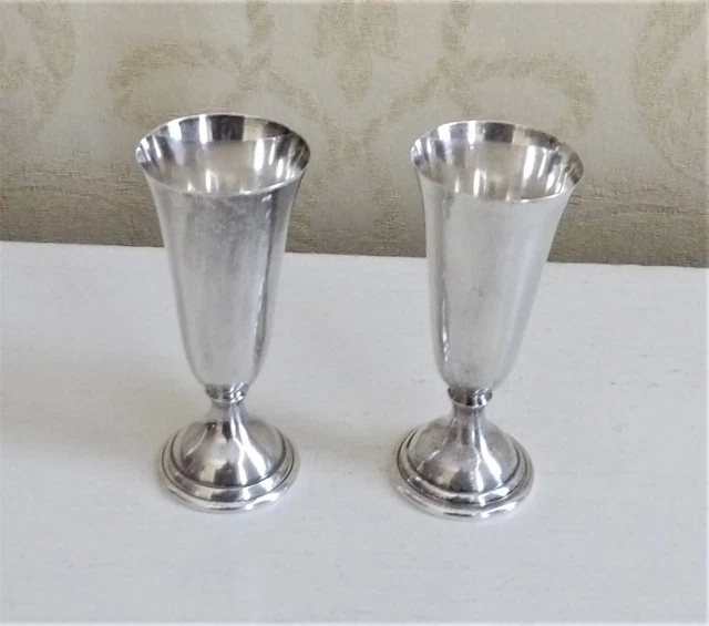 2 Vintage Randahl R14 Sterling Silver Cordials/Pedestal Shot Glasses -3" Tall