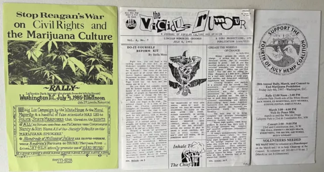 Marijuana leaflets 3 Washington DC July 4 rally march vintage coalition Reagan