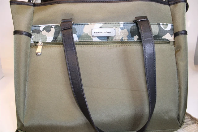 Samantha Brown Olive Geo Camo 2PC Set Carry On / Tote NEW Luggage S7655-35-2PC 22
