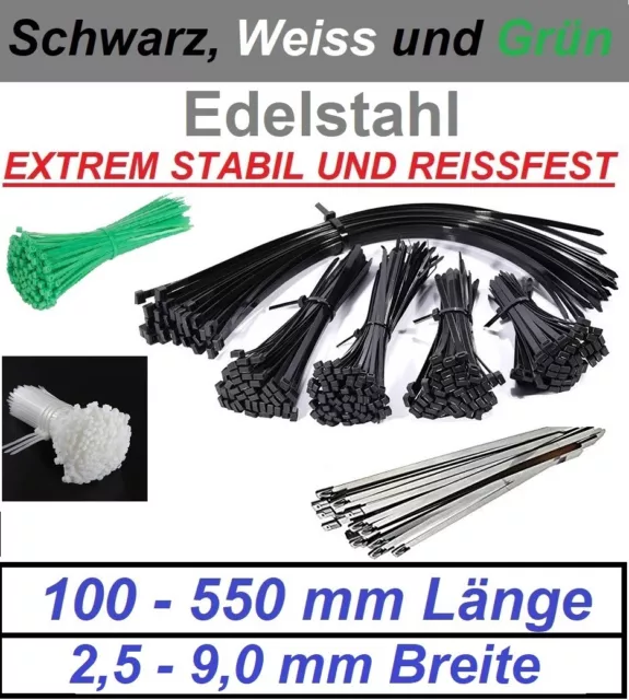 100 Kabelbinder Set Sortiment Schwarz 2.5mm x 200 mm