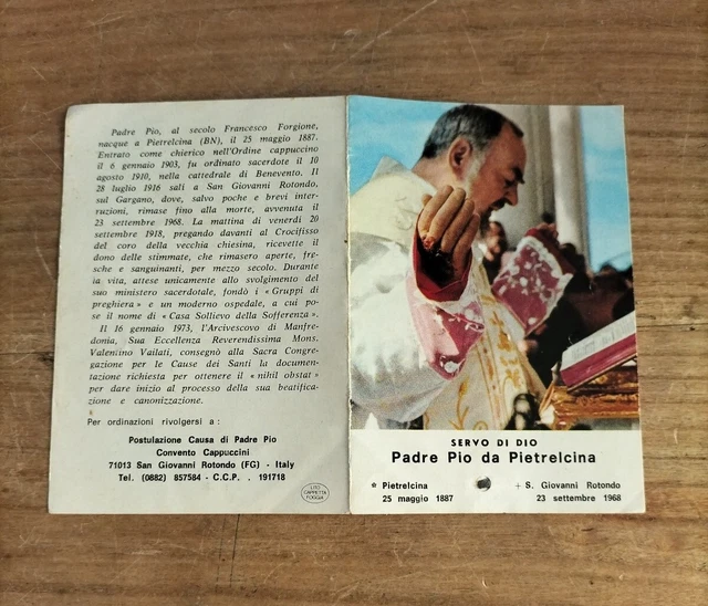 Padre Pio Da Pietralcina - Servo Di Dio - Santino Con Reliquia