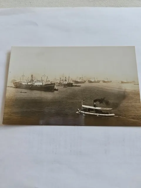 Ships Postcard Real Photo NAGOYA HARBOR