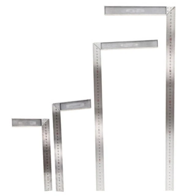 1 pieza regla cuadrada de ángulo cuadrado de construcción para carpintero en forma de L 250 mm- 600 mm plateada