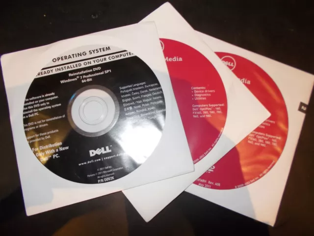 DVD DELL Réinstallation Windows 7 Professionel SP1 64B PRO Optiplex 380 580 780