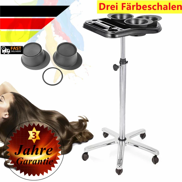 Friseursalon Wagen Mobil – Schwarz, Mit Ablageflächen, Höhenverstellbar (64–106 Cm), 10 Kg Tragkraft