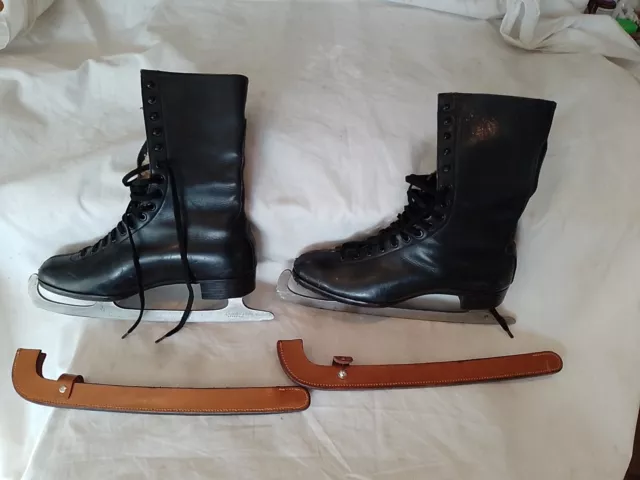 Vintage,Thornton & Co Black Leather Skate Boots, Briton, James Howart & Sons.