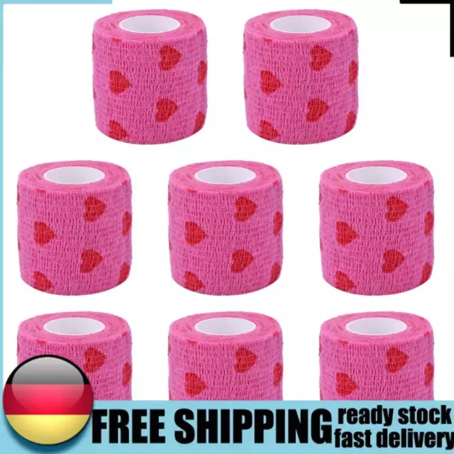 Rose Red Heart Rolls Bandages Practical Elastic Wound Tapes for Pets Animal (M)