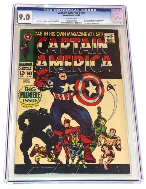 CAPTAIN AMERICA #100 ~ 1st Silver-Age Solo Series 1968 ~ CGC 9.0 very nice!
