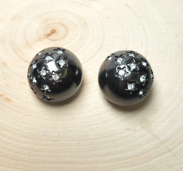 Swarovski Crystal Vintage Moon & Stars Clip-on Earrings Swan Marked Celestial