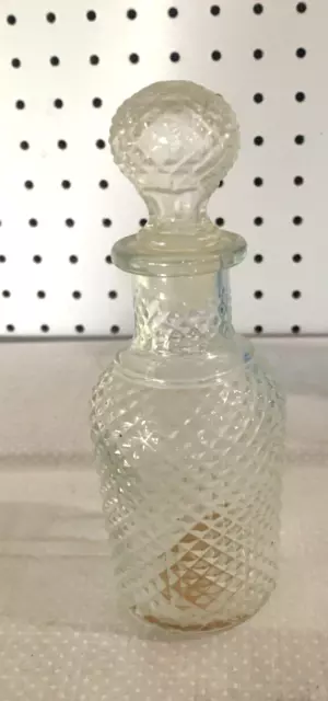 Avon Apothecary Decanter Clear Cut Glass Perfume Bottle With Stopper   7" inch