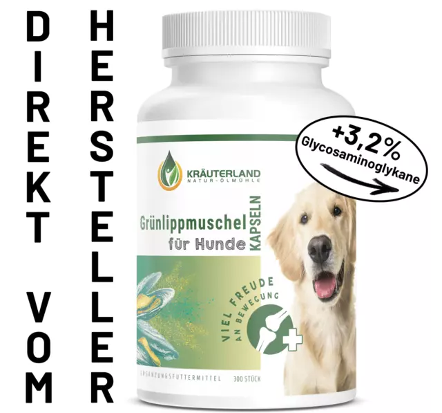 Grünlippmuschel Gelenk Kapseln für Hunde, 300 Stück, 3,2% Glycosaminoglykane