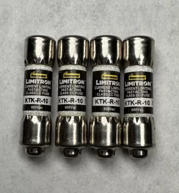 NEW (Lot of 4) Cooper Bussmann Limitron KTK-R-10 Fast Acting Fuse, 600Vac 10Amp