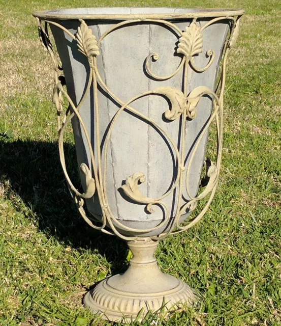 Metal flower pot / ornate fancy swirl vase / garden home decor ornament RRP $259