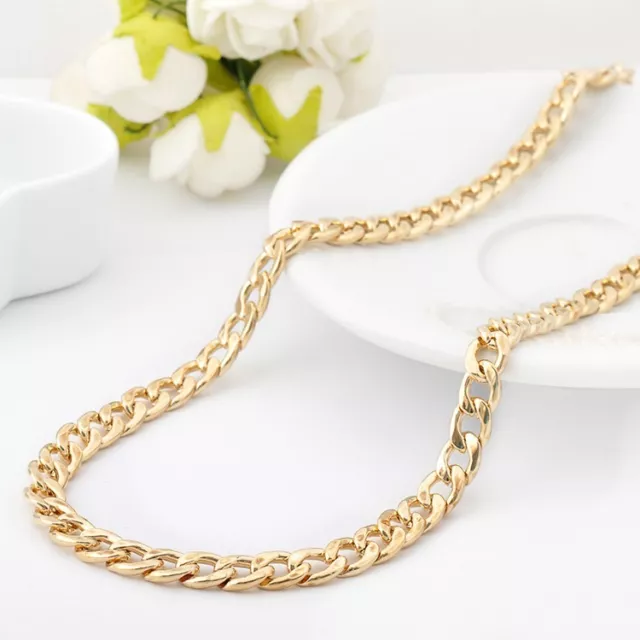 18K Gold Filled Ladies Mens 7MM Classic Solid Curb Chain Necklace 20" Stunning 2