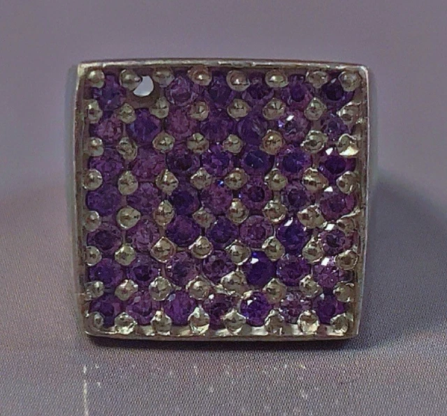 Bague Ancienne En Argent Massif Avec Améthyste - Modèle T52 - Occasion (à Vérifier)