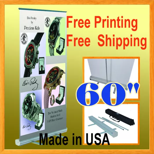 60" Wide Retractable Roll Up Banner Stand Trade Show Pop FREE GRAPHIC PRINTIN