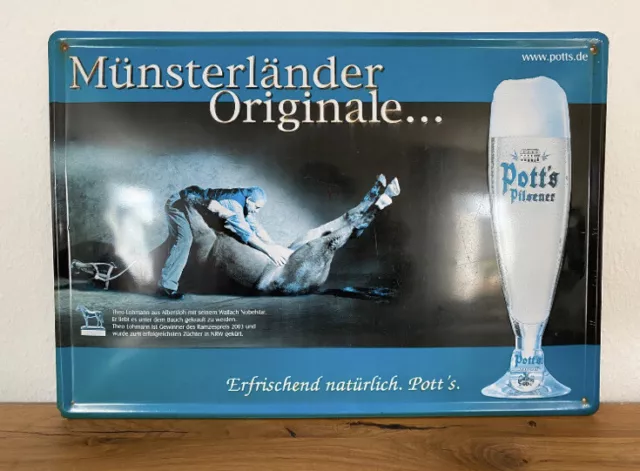 Reklame Schild Blech Potts Bier Neu🍺 50 cm x 35 cm