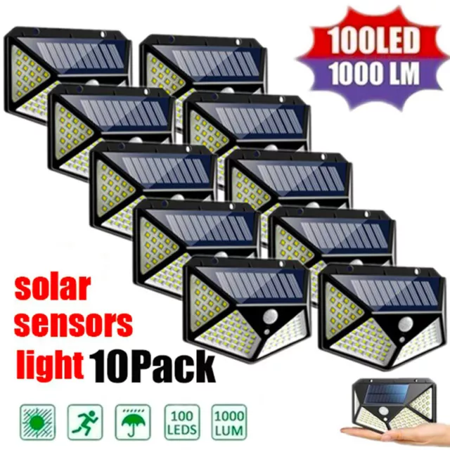 Solar Power 100 LEDS Light PIR Motion Sensor Outdoor Security Lamp Wall Garden