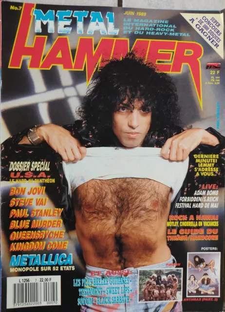 METAL HAMMER french hard rock magazine 7 1989 KISS Bon Jovi Vai w/ Poison poster