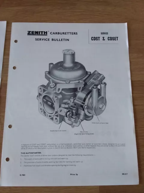 Stromberg Zenith Service Bulletins