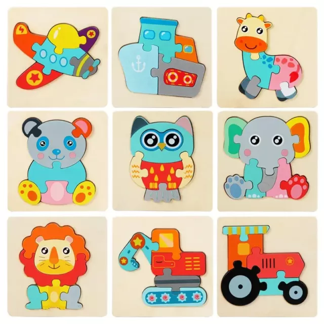 Kids Toy 3D Wooden Puzzle Jigsaw Board  Cartoon Animal Car Puzzles Christmas