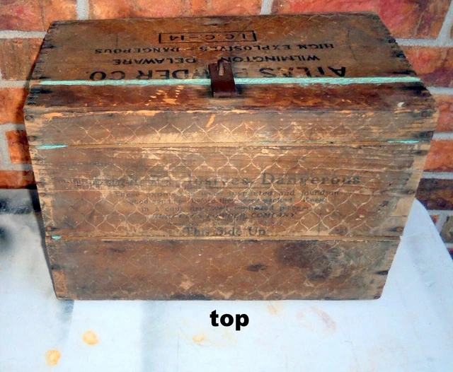 Antique Atlas Powder Co Explosive Gelatin Wooden Box Lid 6