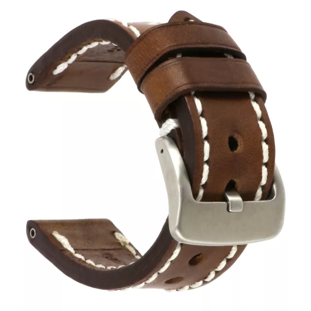 26mm NEW COW Leather Strap Brown Watch Band for fits PANERAI White Tang