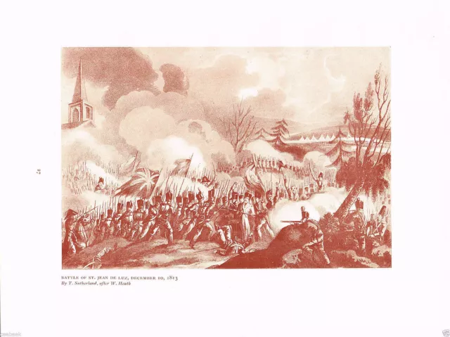 Battle Of St. Jean De Luz, December 10, 1813 - 1909 Antique Military Print