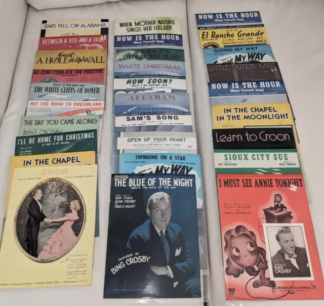 Large Vintage Lot Of Sheet Music Bing Crosby