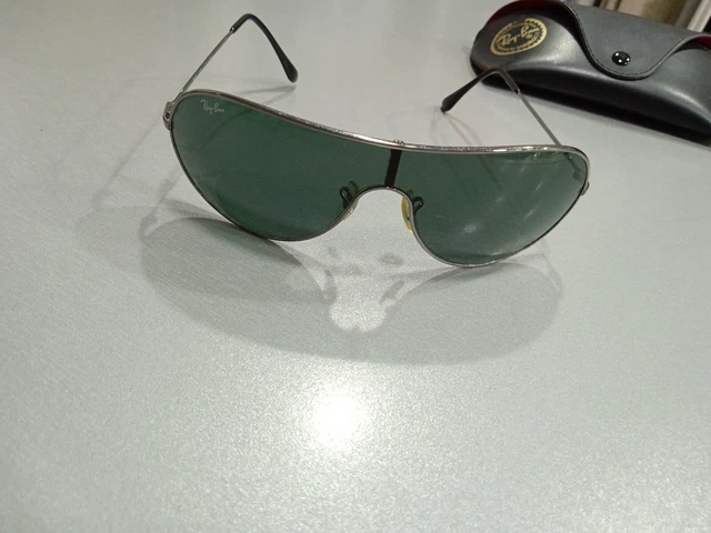 Ray-Ban RB 3250 Small Mascherina Argento Lenti Nero Ottime Condizioni  M161