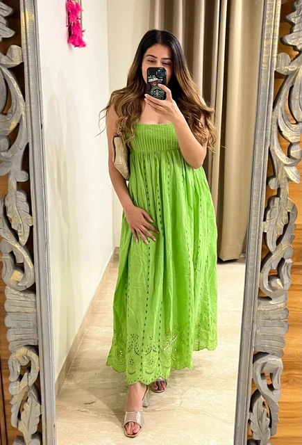ZARA CUTWORK EMBROIDERED Dress Maxi Dark Green Size S BNWT 31.90 -  PicClick UK