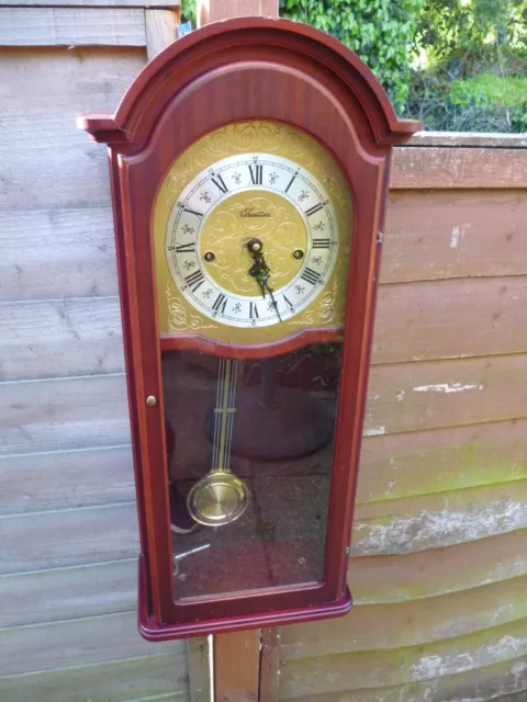 westminster chime pendulum wall clock TRADITION WEST  GERMANY KEY  & PENDULUM