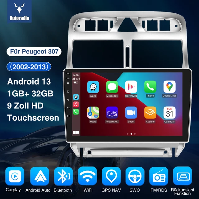 DAB+ PER PEUGEOT 307 2002-2013 Autoradio 32G Carplay Android13 GPS Navi ...