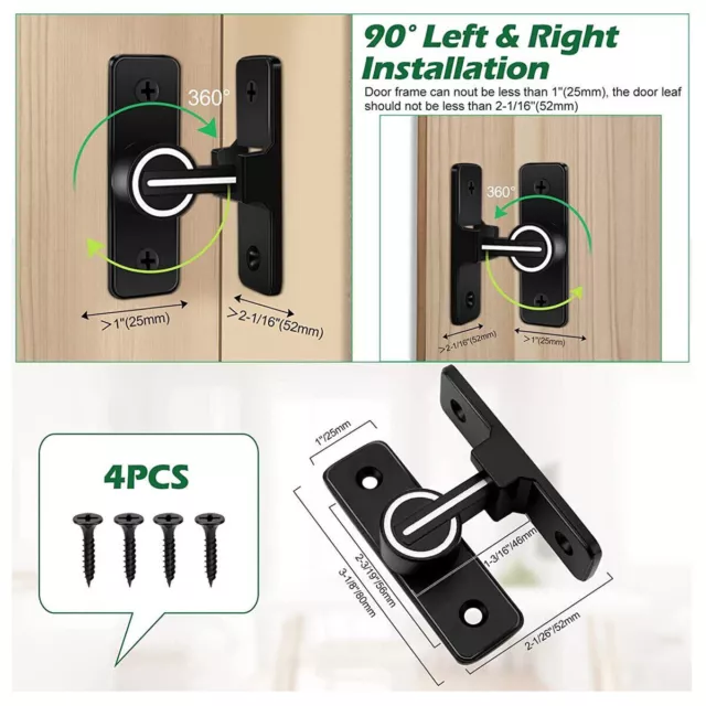 NEW Barn Door Lock Heavy Duty Sliding Barn Door Latch Lock 90 Degree Gate Latch 3