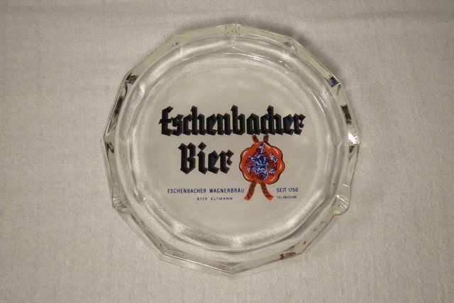 alter Aschenbecher Glas Werbung Reklame Eschenbacher Bier Wagnerbräu Eltmann