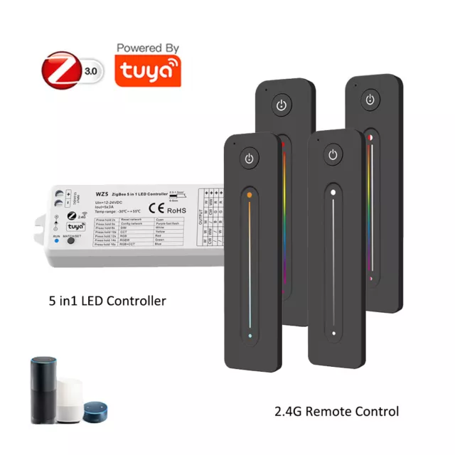 Zigbee Tuya Smart 5 in 1 Led Controller+Touch Remote fr Single RGBW RGBCCT Strip