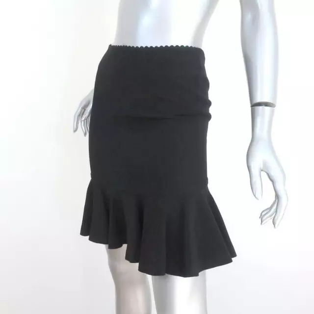 Alexander McQueen Peplum Hem Skirt Black Ruffled Crepe Size 36 2