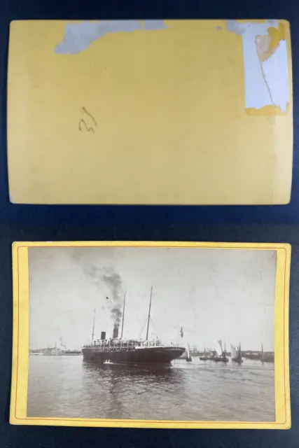 Navire, Vintage albumen print, ca.1890 Tirage vintage, carte cabinet Tirage al