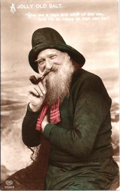 FISHERMAN Smoking a Pipe, "A Jolly Old Salt" Postcard - E.A. Schwerdtleger
